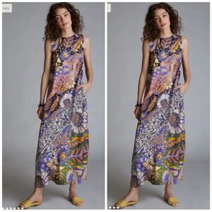Anthropologie Alanna Maxi Dress XS sleeveless floral tropical maxi $178 retail